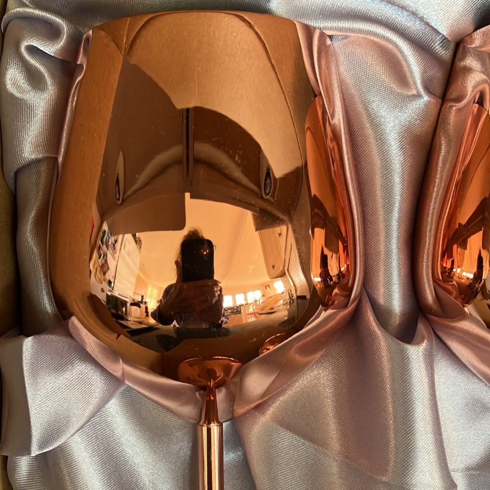 NWT Jillmo Copper Coated 304 Stainless Steel Wine Glass Pair 18 Ounce, NIB - Picture 2 of 13